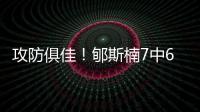 攻防俱佳！郇斯楠7中6拿到16分4板5帽1断 正负值+16